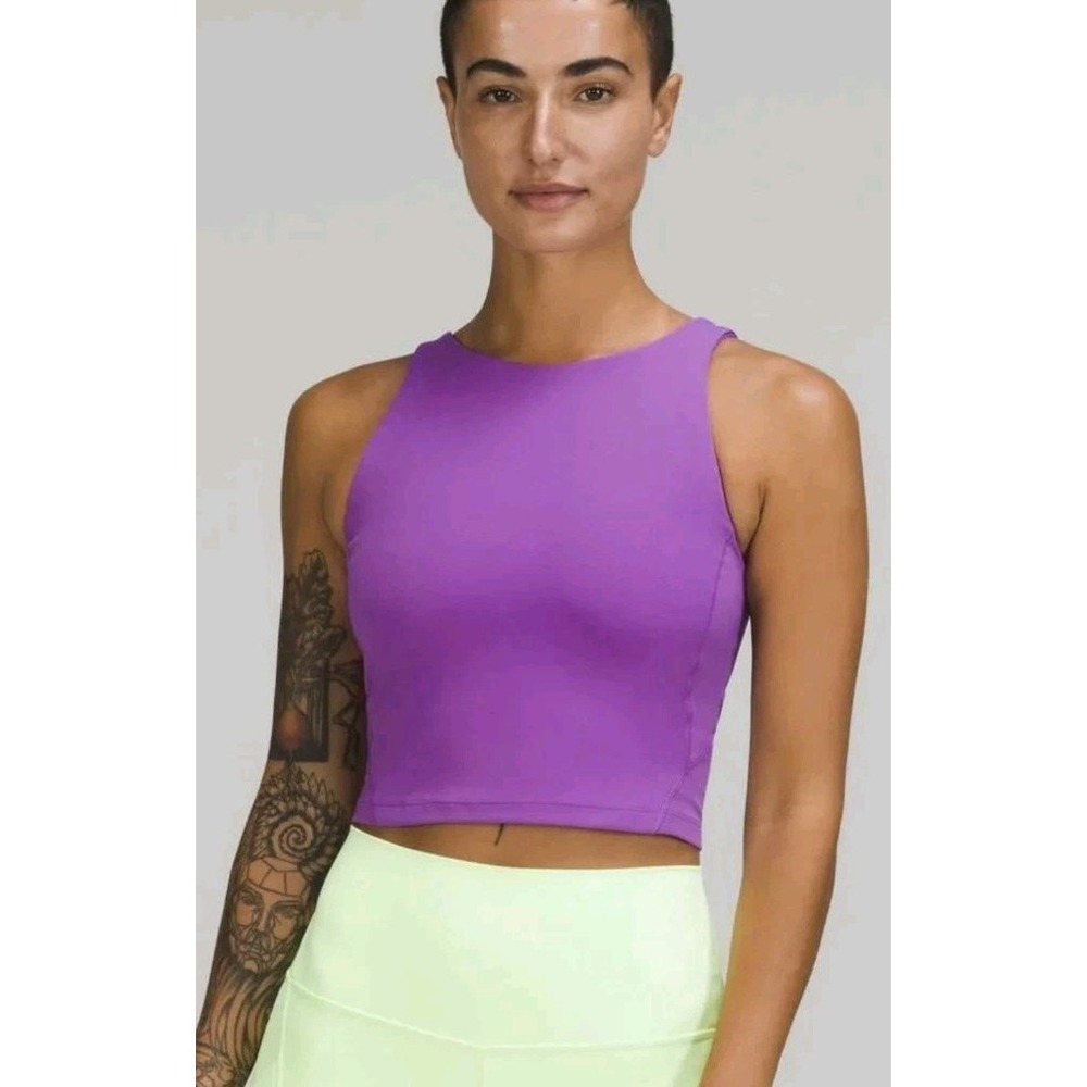 Lululemon Align High-Neck Tank Top Purple Women 2 Crop Bra Yoga Bra Shelf